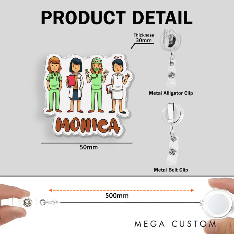 Personalized Nurse Badge Reel Customized Healthcare Team Nurse Design Badge Holder Nurse Badge Staff Reel Gift 