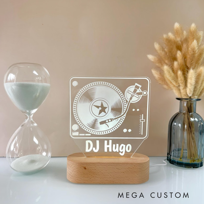 Personalized LED Lamp for Music Room DJ Night Light Unique Custom Club Decor DJ Gift Bedroom Lamp