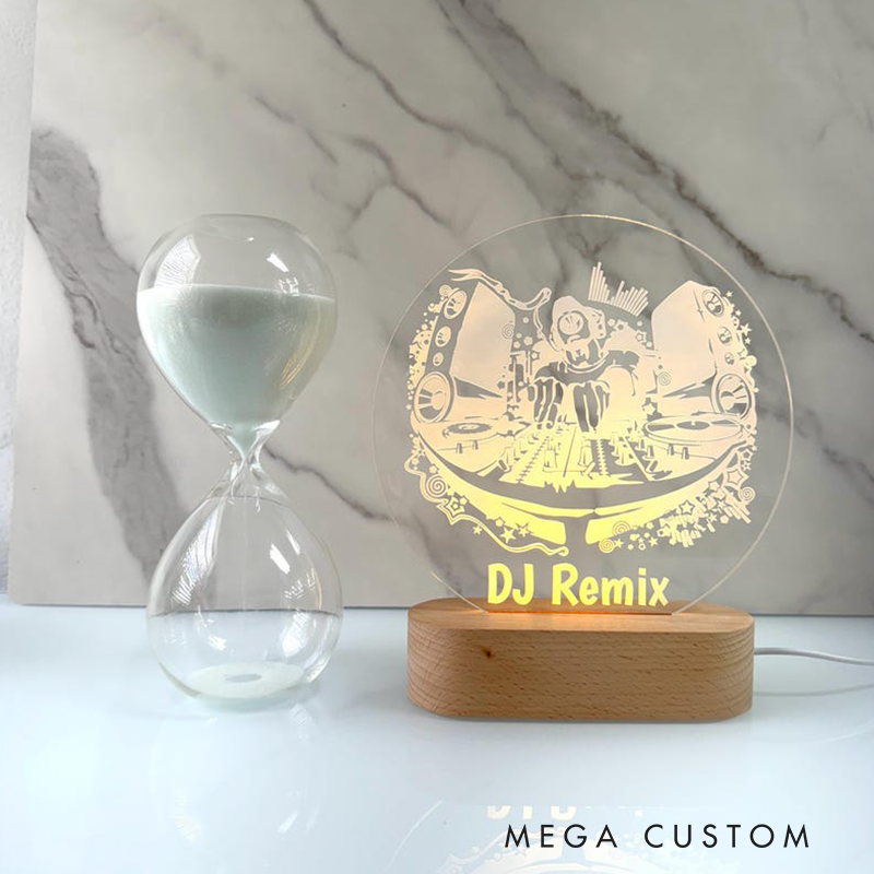 Personalized LED Lamp for Music Room, Unique Custom DJ Night Light and Club Decor DJ Gift Bedroom Lamp