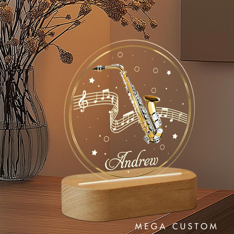 Personalize Saxophone LED Lamp Instrument Night Light Acrylic Saxophone Lamp Music Lover Gift Custom Saxophone Bedside Table