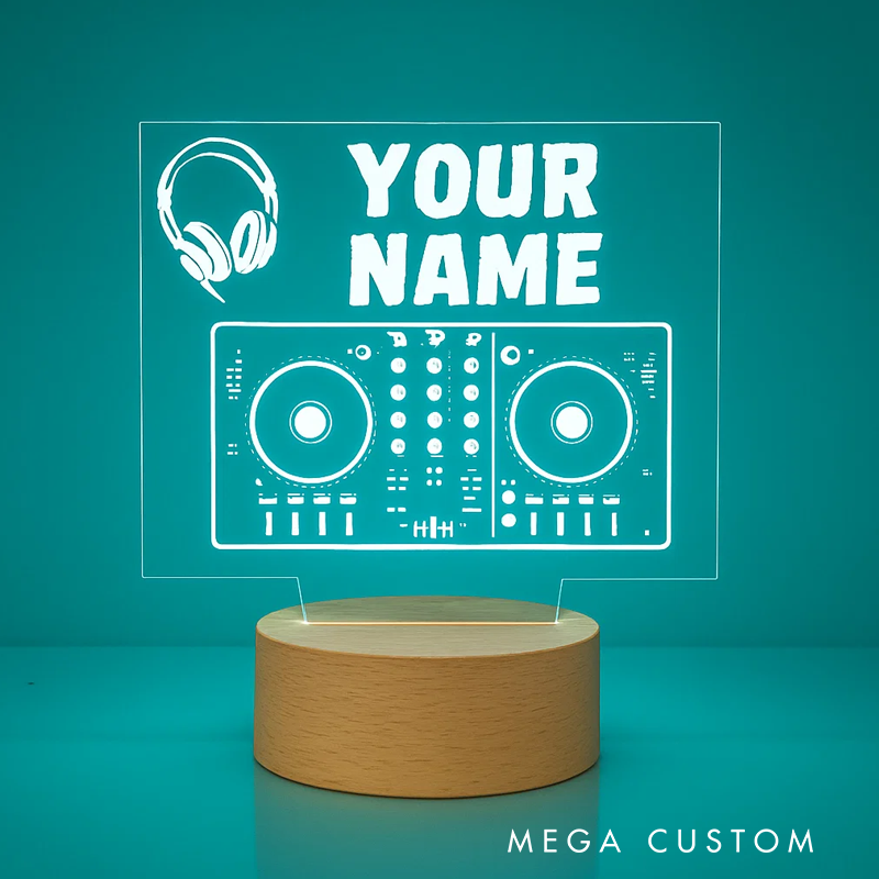 Personalized LED Lamp for Music Room and DJ Night Light Unique Acrylic Light Up DJ Mix Board Personalized Free Musician Gift