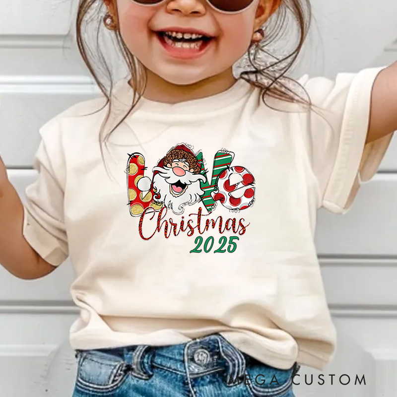 Personalized Santa and Candy Cane with Festive Text Christmas Kids T-Shirt