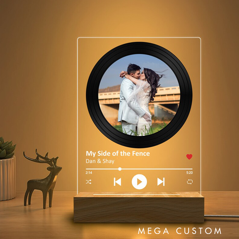 Personalized Music LED Night Light Photo Night Light Music Photo Plaque Engagement Gift