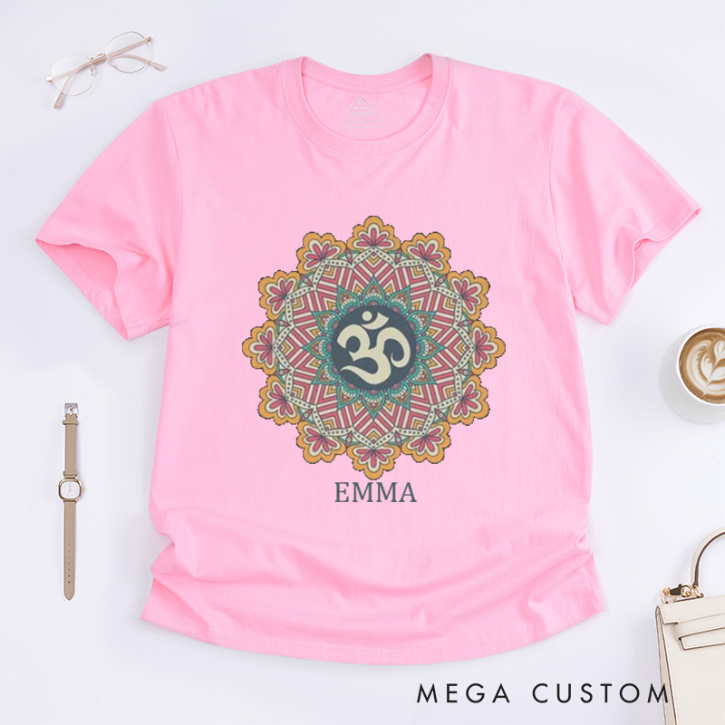 Personalized Om Yantra Mandala T-Shirt Yoga Meditation Spiritual T-shirt Ohm Aum Sacred Geometry Hindu Buddhist Clothing