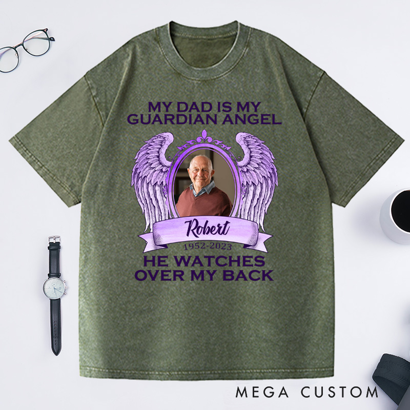 Personalized in loving Memory Washed T-Shirt Rest in Peace Shirt  Heaven Shirt Custom Photo Shirt My XX Is My Guardian Angel Shirt