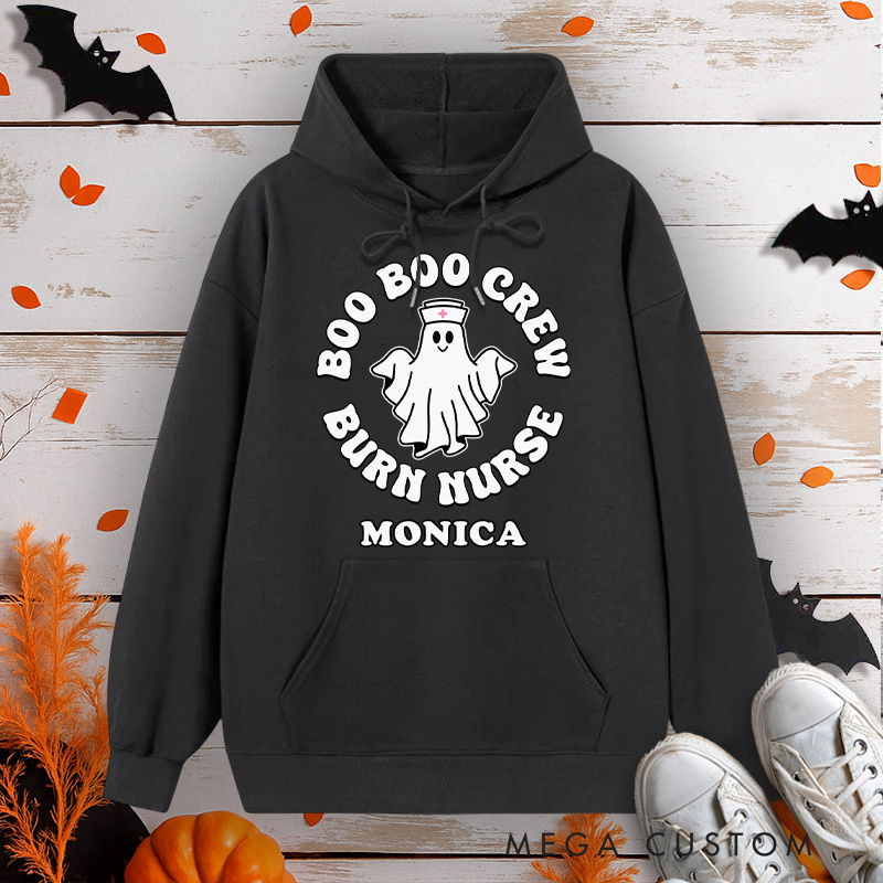 Personalized Hoodies for Nurse Customized Boo Boo Crew Burn Nurse Design Hoodies Halloween Nurse Hoodie