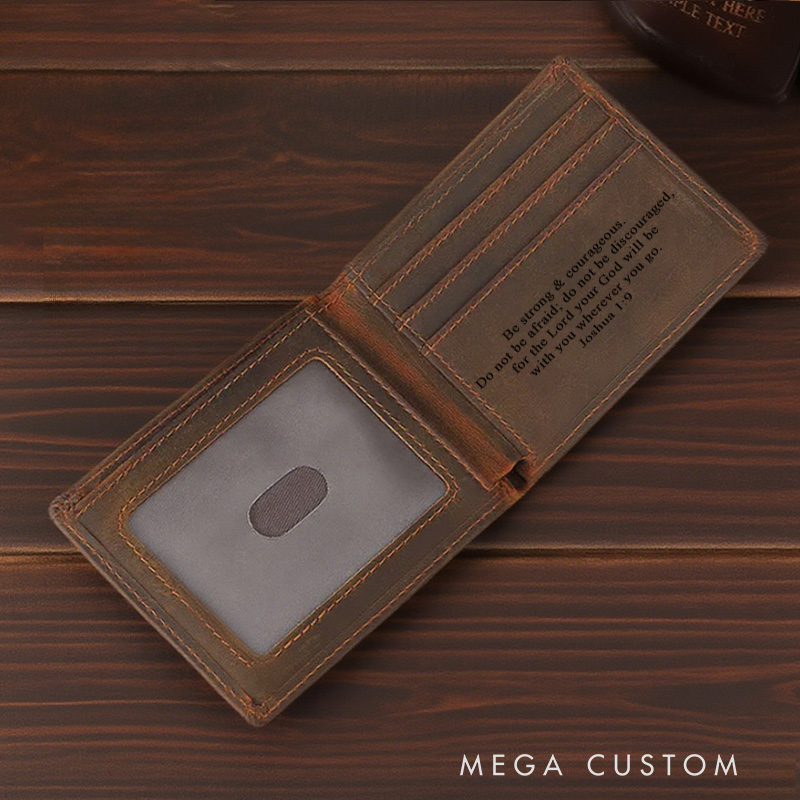 Personalized Jesus Leather Bifold Wallet with Name and Scripture Multi Pocket Religious Gift Birthday Gift for Men