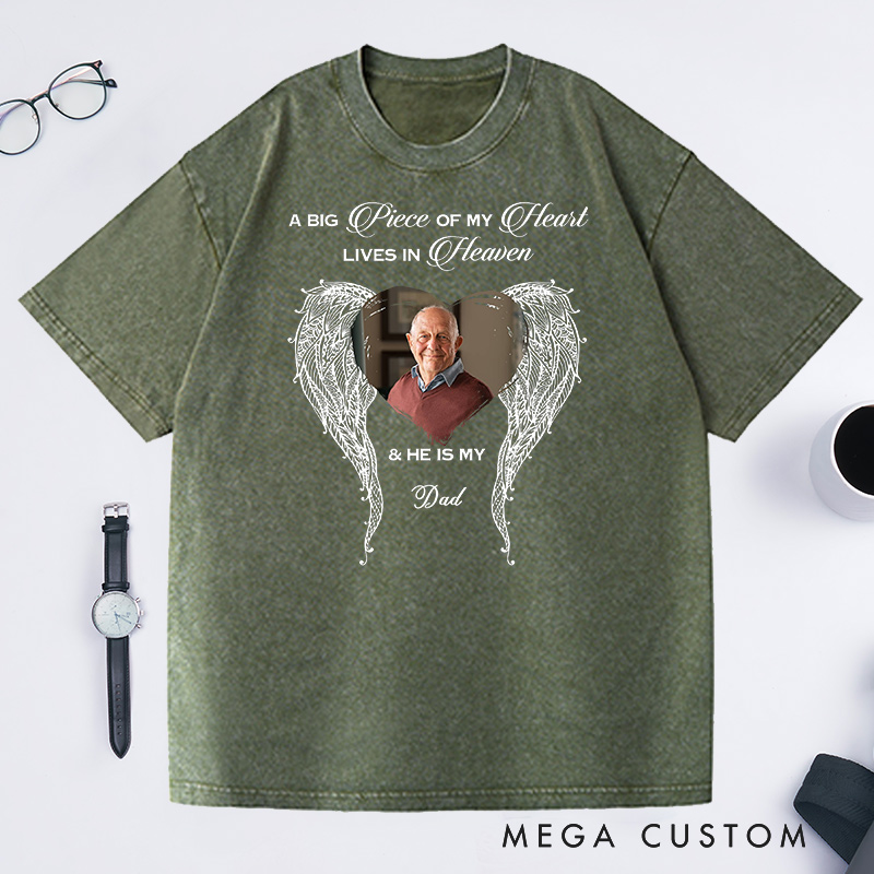 Personalized Memorial Photo Angel Washed T-Shirt Custom in Loving Memory Shirt Funeral Remembrance Tee Memorial Gift