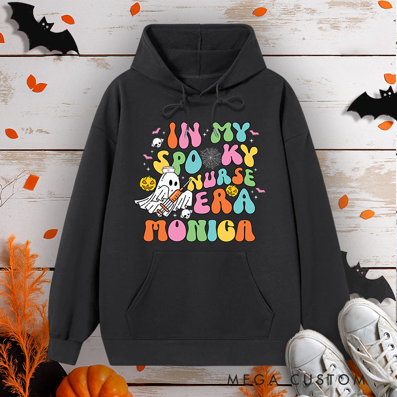 Personalized Hoodies for Nurse Customized In My Spooky Nurse Era Design Hoodies Halloween Nurse Hoodie