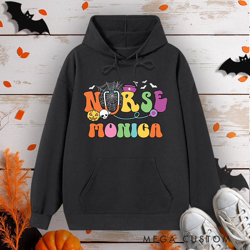 Personalized Hoodies for Nurse Customized Colorful Nurse Design Hoodies Halloween Nurse Hoodie