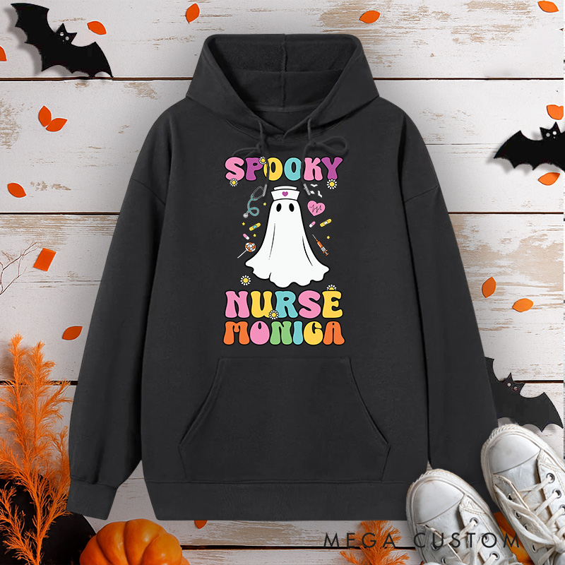Personalized Hoodies for Nurse Customized Spooky Nurse Design Hoodies Halloween Nurse Hoodie