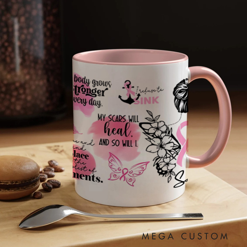 Personalized Butterfly Cancer Journey Strength and Motivation Quote Design Mugs