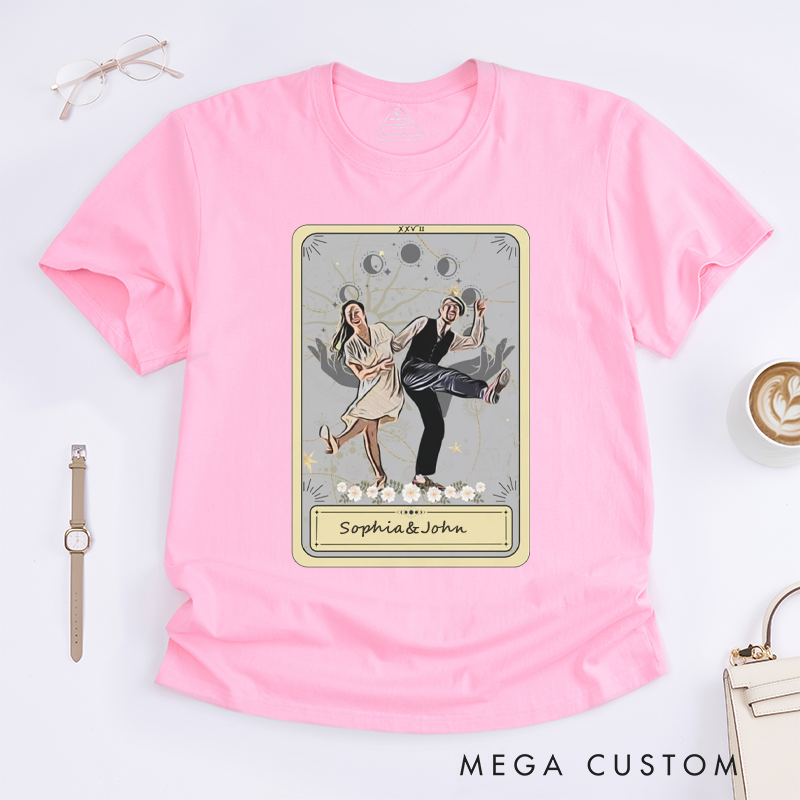 Personalized Swing Dancer T-Shirts Vintage Couple Dance Lovers Custom Name Retro Swing Dance Apparel for Men and Women Funny Unique Dancing Present