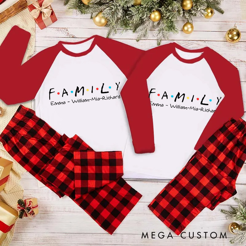 Personalized Classic TV Show Inspired Christmas Family Matching Pajamas Family Name Shirts Movie Holiday Shirt
