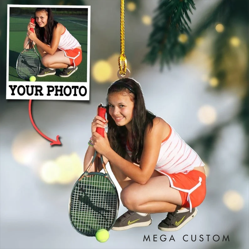 Personalized Acrylic Christmas Tennis Ornament with Custom Photo Design