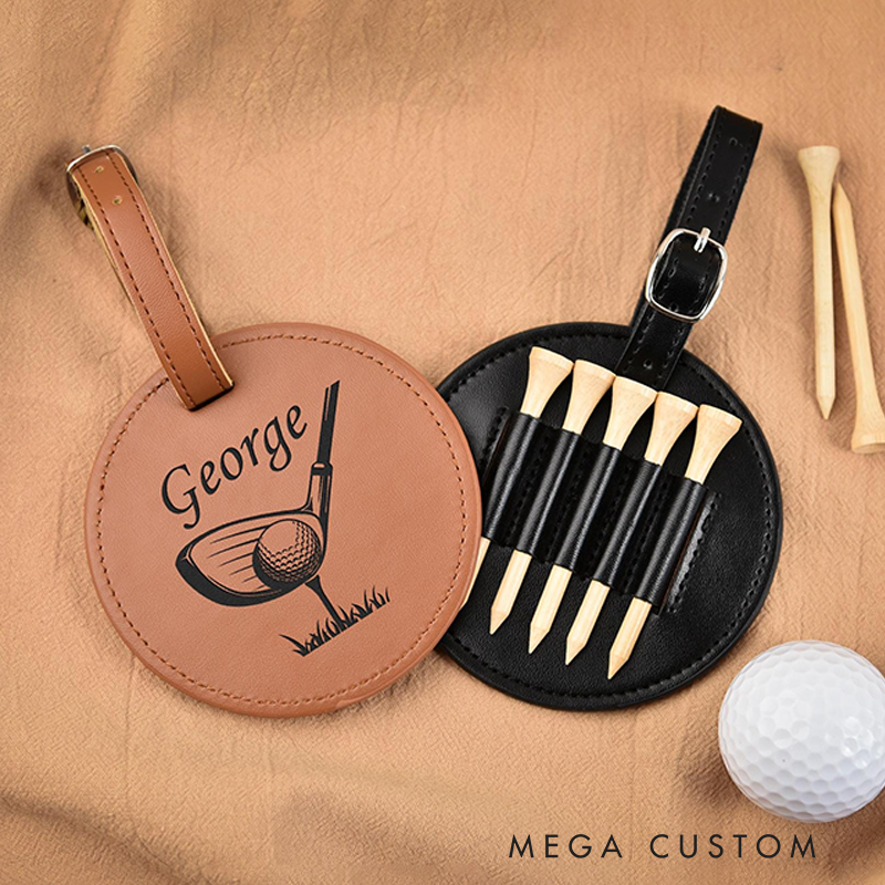Personalized Leather Golf Bag Tag with Custom Name and Design  