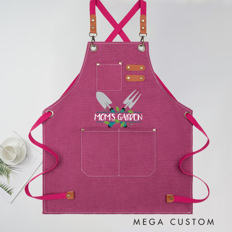 Personalized Gardening Apron with Name Green Planting Apron Gardening Apron with Pockets Outdoor Aprons 