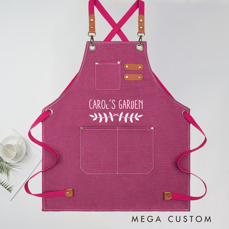 Personalized Canvas Aprons with Name Green Planting Apron Gardening Apron with Pockets Outdoor Aprons Custom Gardener Gifts
