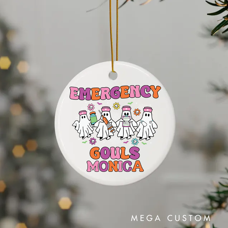 Personalized Nurse Halloween Ornament Emergency Ghouls Fun Medical Design Ornament 