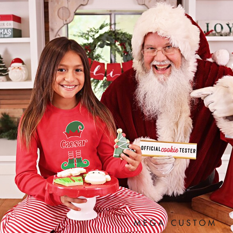 Personalized Elf with Names Kids Christmas Pajamas 