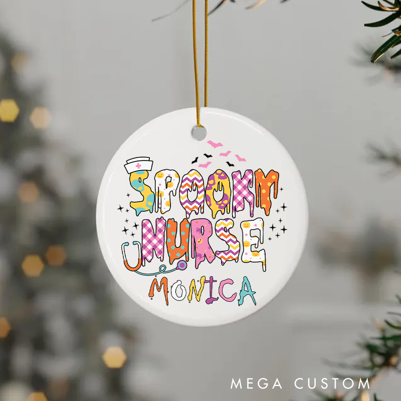 Personalized Nurse Halloween Ornament Spooky Nurse Design Ornament 