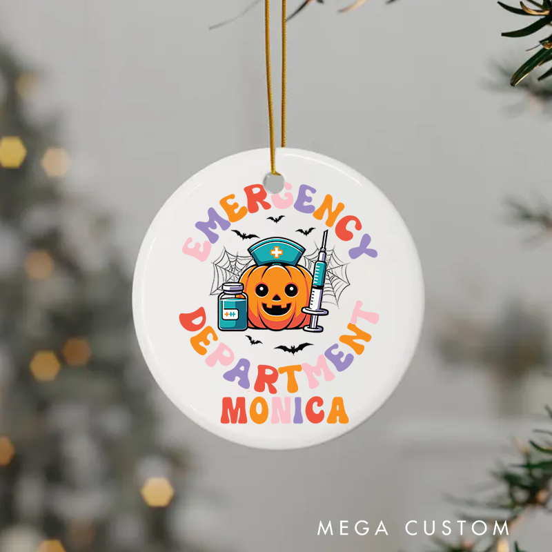 Personalized Nurse Halloween Ornament Emergency Department Design Ornament 
