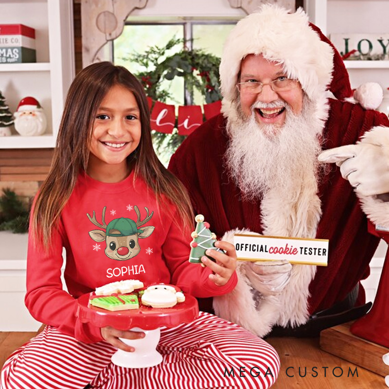 Personalized Reindeer Name Christmas Pajamas Cute Holiday Gift