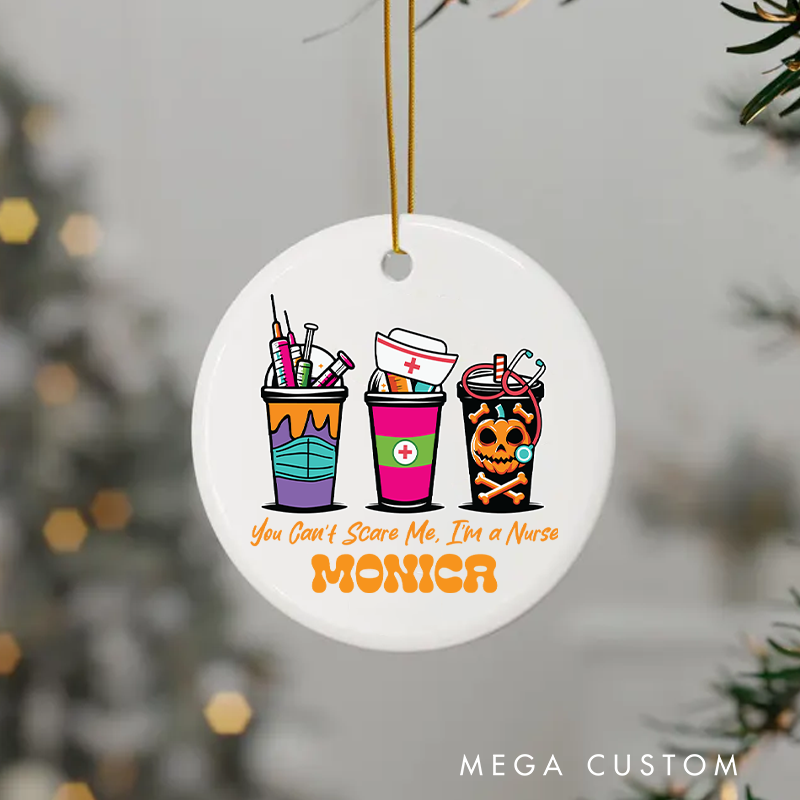 Personalized Nurse Halloween Ornament You Can't Scare Me I'm a Nurse Design Ornament 