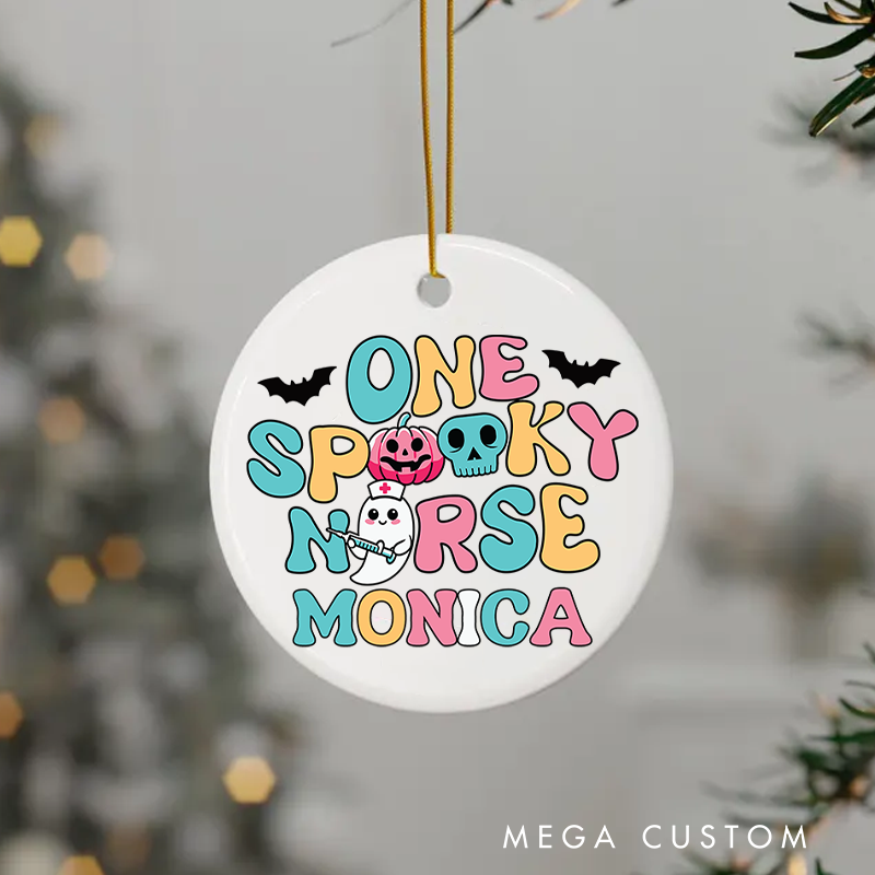 Personalized Nurse Halloween Ornament One Spooky Nurse Design Ornament 