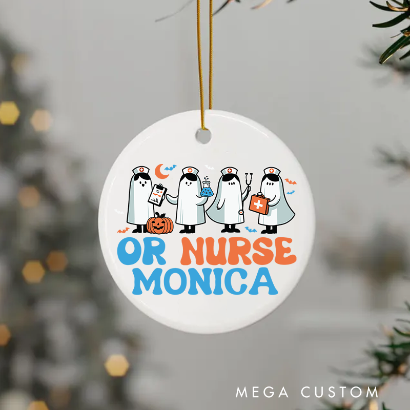 Personalized Nurse Halloween Ornament OR Nurse Ghostly Design Ornament 