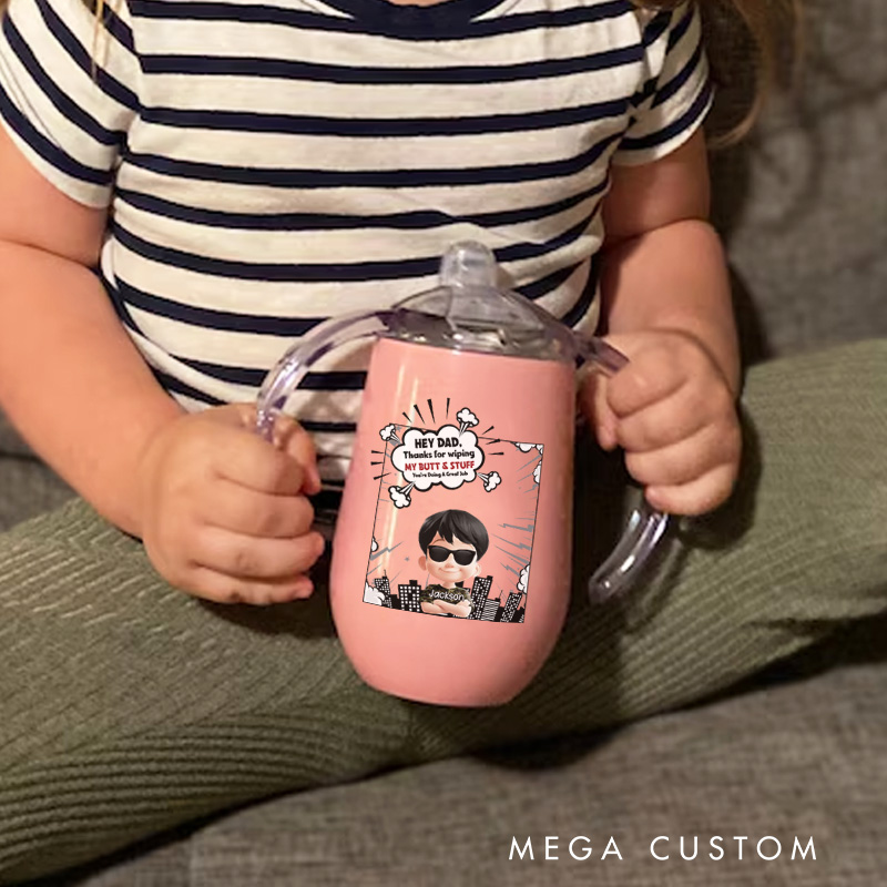 Personalized Quirky Dad Humor with Cool Sunglasses Character and Fun Illustration Sippy Cup