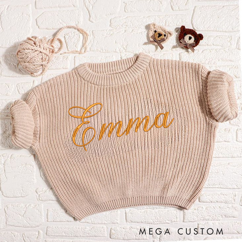 Personalized Embroidered Sweater with Name Knit Jumper Birthday Gift