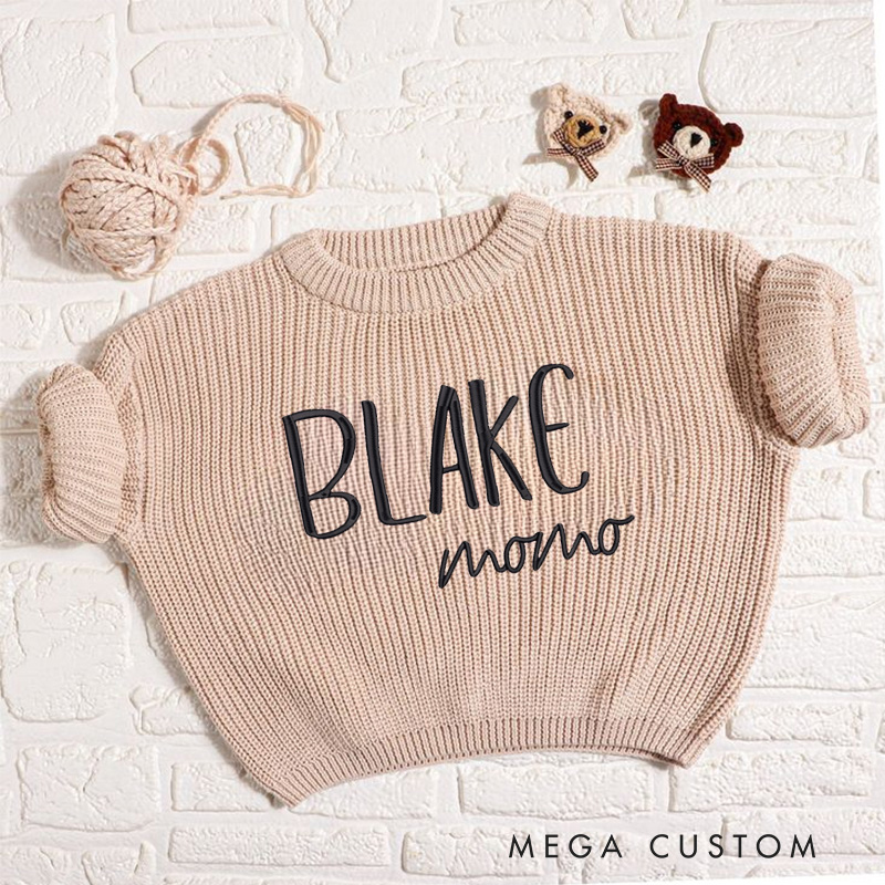Personalized Name Sweater Embroidered Knitted Sweater Birthday Gift