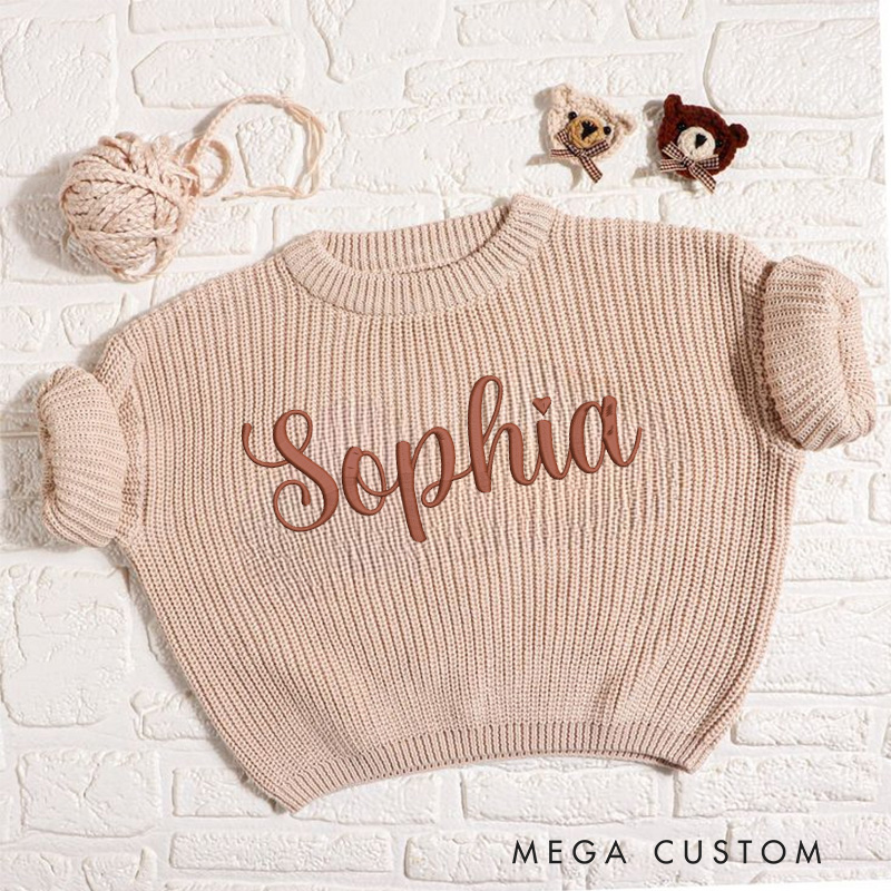 Personalized Embroidered Sweater with Name Knit Jumper Birthday Gifts