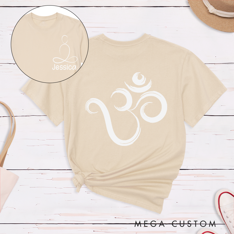 Personalized Om Symbol T-Shirt with Line Meditation Pattern Design Perfect Gift for Yoga Lover and Meditation