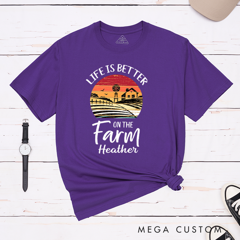 Personalized Life is Better on the Farm T-Shirt Rustic Countryside Shirt Gift for Farmer Outdoors Lover 