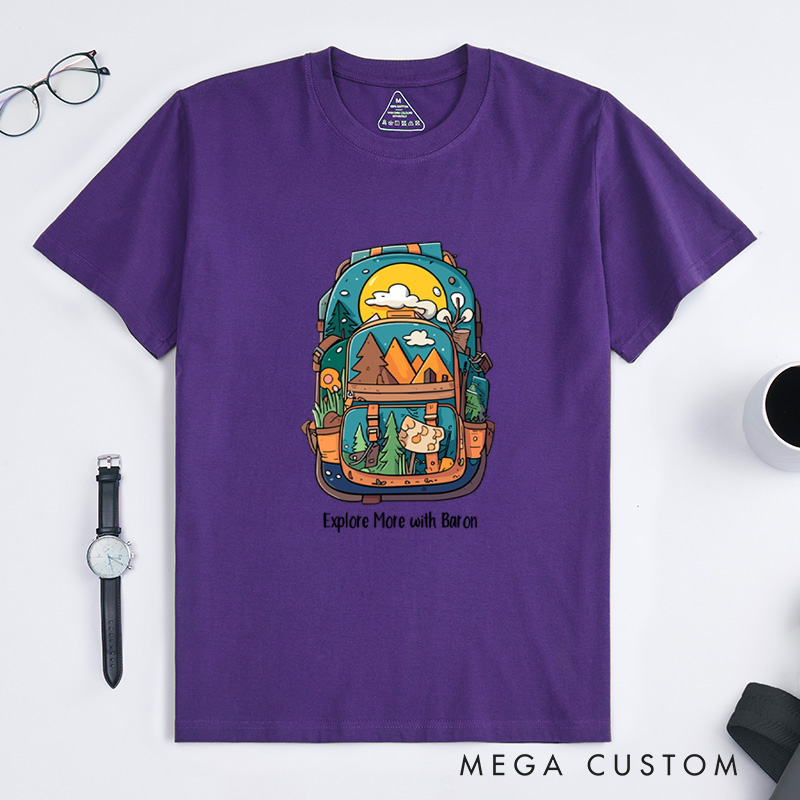 Personalized Travel Backpack T-Shirt Camping Hiking Adventure T-Shirt for Nature Traveling Outdoors Lover Gift