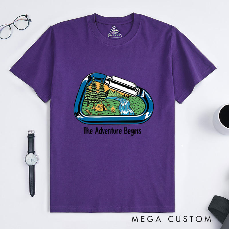 Personalized Carabiner Hiking T-Shirt Camping Mountain Adventure T-Shirt for Nature Traveling Outdoors Lover Gift
