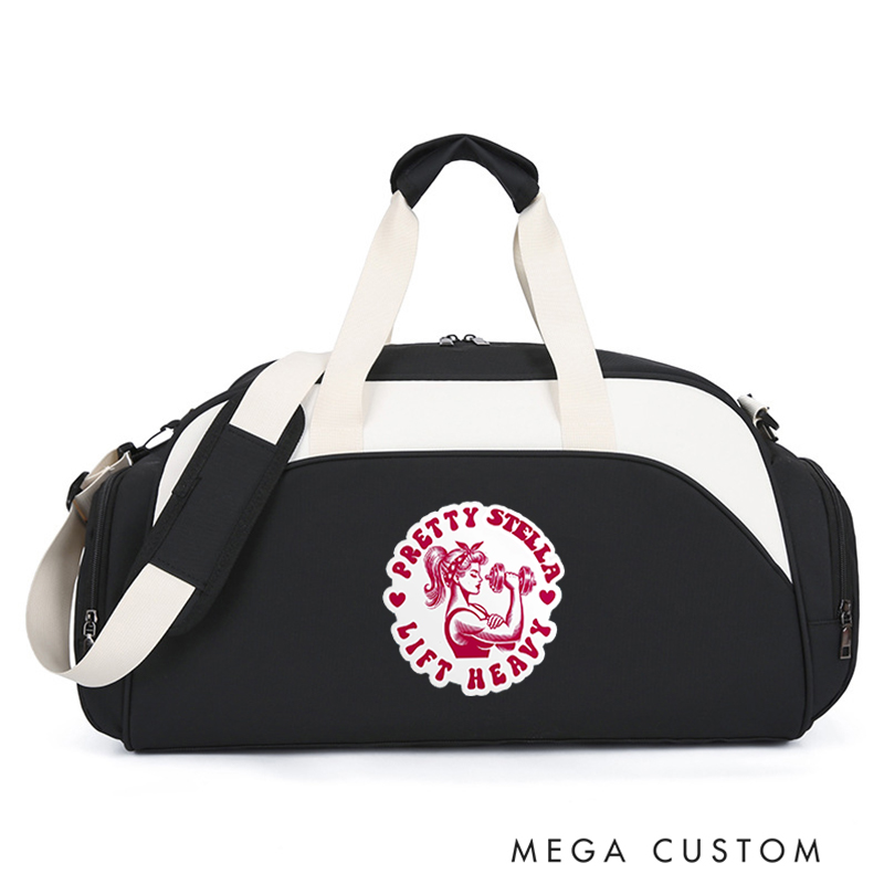 Personalized Monogram Sports Gym Duffel Bag Pretty Weightlifting Graphic Overnight Bag Gift Workout Bag for Athlete Personal Trainer