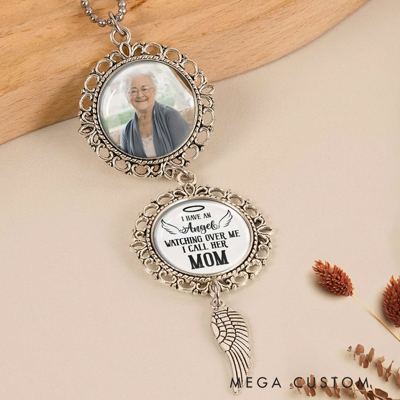 Personalized Photo Car Ornament I Have An Angel Watching Over Me  Car Ornament Sympathy Gift