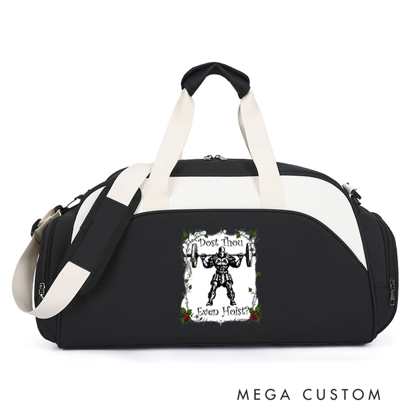 Personalized Monogram Sports Gym Duffel Bag Unique Knight Weightlifting Print Overnight Bag Gift Workout Bag for Athlete Personal Trainer