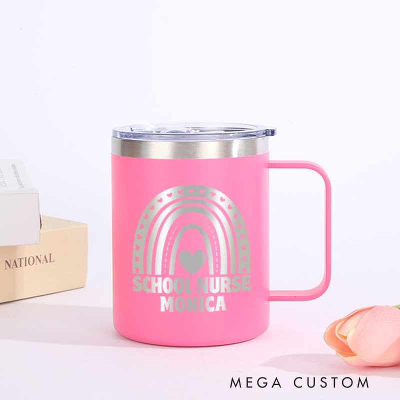 Personalized Laser Engraved Coffee Mug Custom Educated School Nurse Design Coffee Mugs Insulated Stainless Steel Mugs
