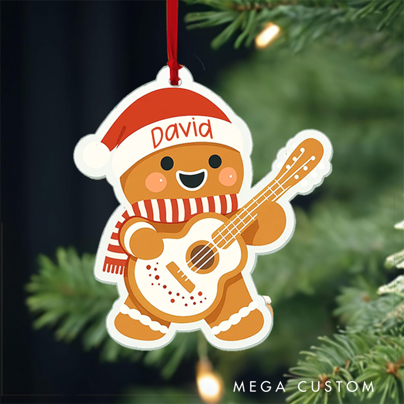Personalized Guitar Player Ornament Custom Name Guitar Ornament Guitar Keepsake Guitar Christmas Ornament Gift