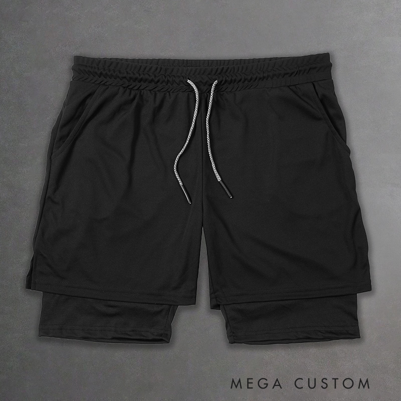 Personalized 3D Design Football 2in1 Hybrid Workout Shorts with Your Team Name and Number for Men