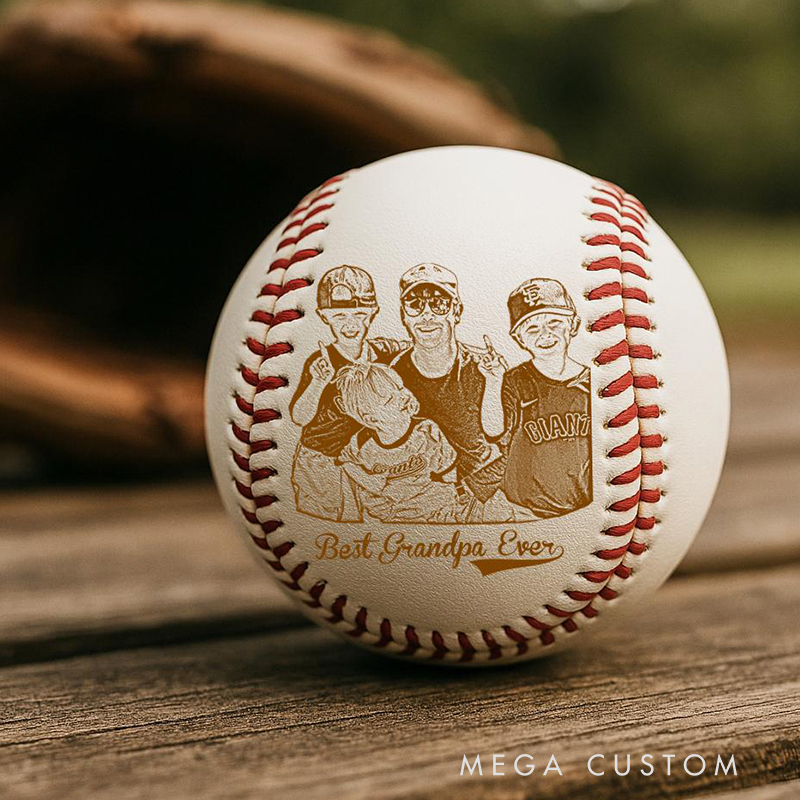 Personalized Engraved Baseball with Custom Photo and Text  