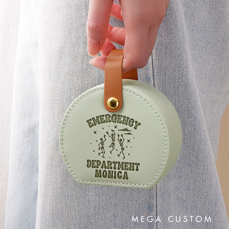 Personalized Leather Jewelry Box Engraved Emergency Department Design Nurse Jewelry Travel Case Custom Jewelry Organizer Gift