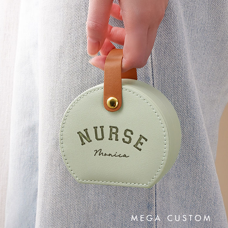 Personalized Leather Jewelry Box Engraved Classic Nurse Design Jewelry Travel Case Custom Jewelry Organizer Gift