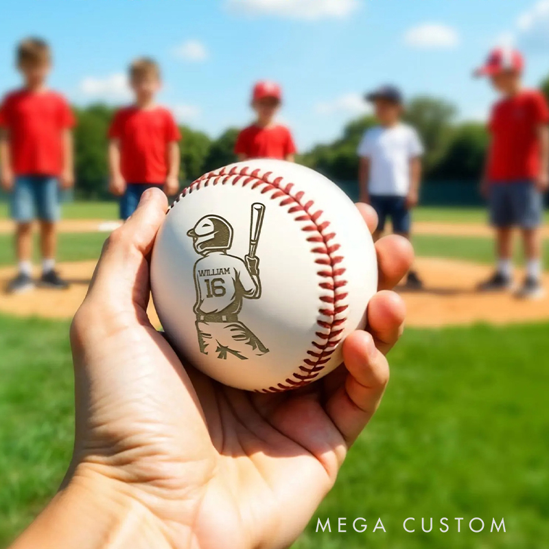 Personalized Baseball with Custom Player Silhouette and Name  