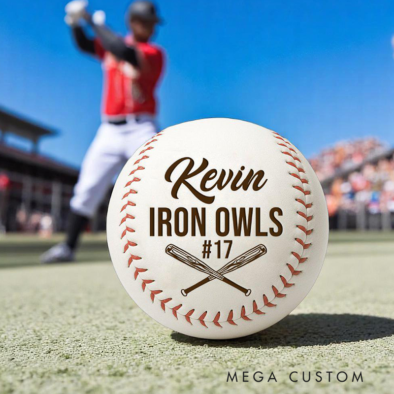 Personalized Custom Baseball for Players with Team Logo and Jersey Number  