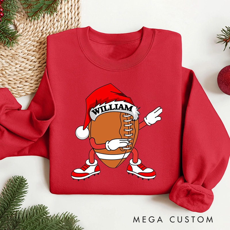 Personalized American Football Christmas Sweatshirt with Custom Number for Festive Style with a Fun Twist